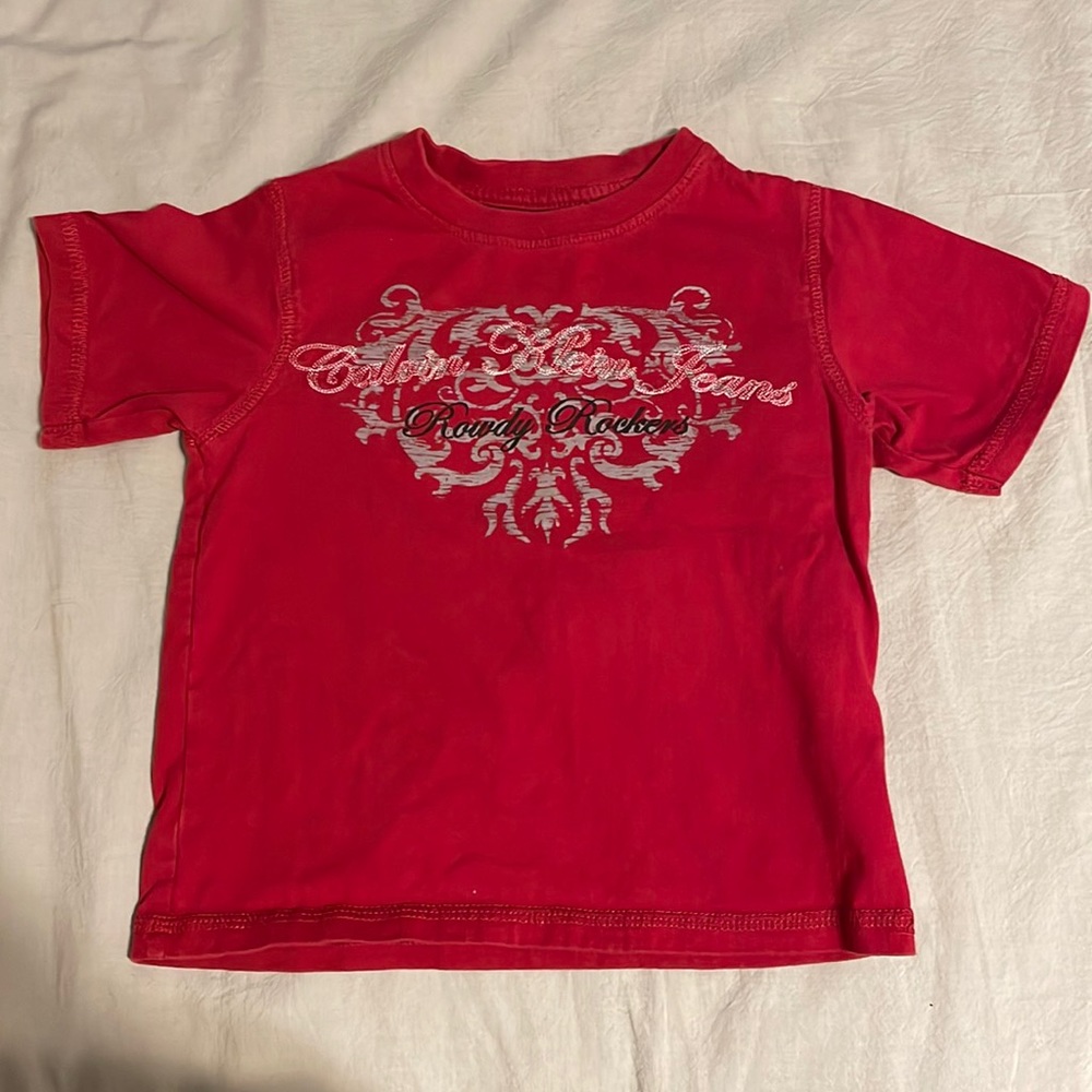 adorable red children's calvin klein jeans tee